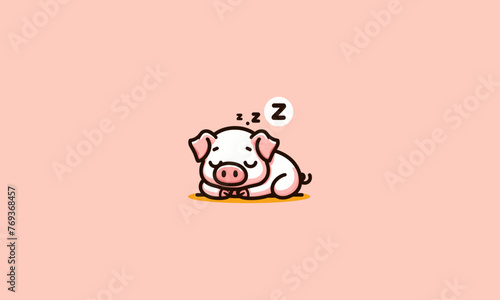 pig sleep vector illustration mascot design