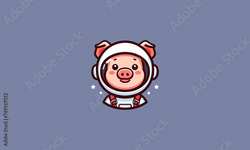 pig wearing uniform astronaut vector mascot design