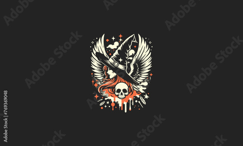 witch with wings vector artwork design