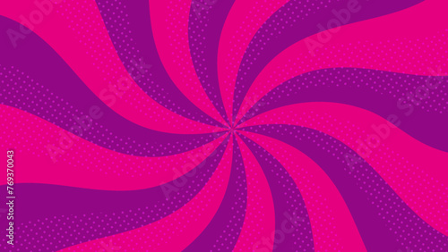 レトロなラジアル、旋回、くるくる、カーブのサンバースト背景_紫