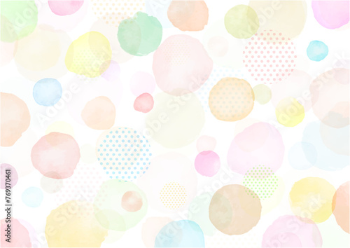 手描き水彩水玉暖色背景素材