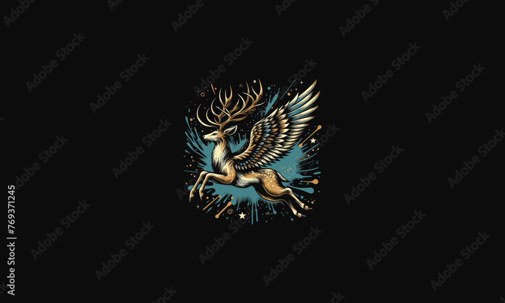 Obraz premium deer flying with wings vector artwork design