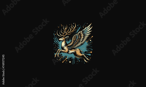deer flying with wings vector artwork design