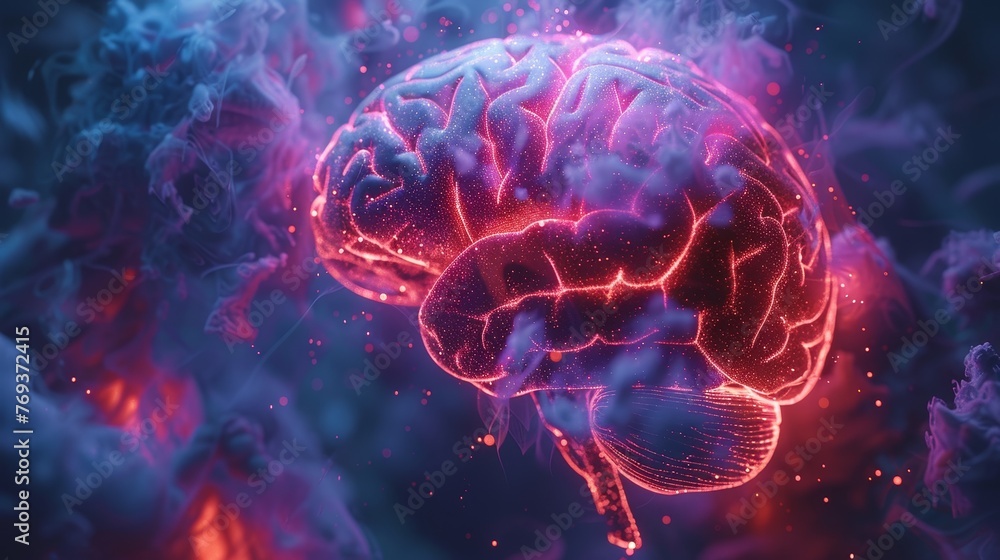 3D Illustration : Human head brain anatomy on scientific background 3D Illustration : Human head brain anatomy on scientific background