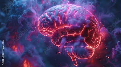 3D Illustration : Human head brain anatomy on scientific background