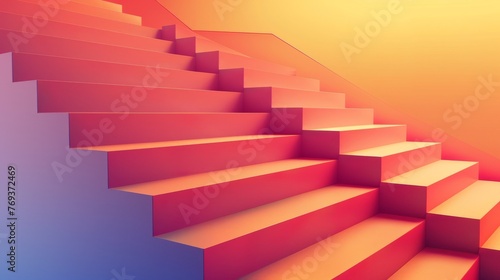 A close-up view of geometric steps ascending with a backdrop of dawn light gradients  background  wallpaper