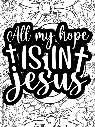 Christian Jesus Quotes Flower Coloring Page Beautiful black and white illustration for adult coloring books