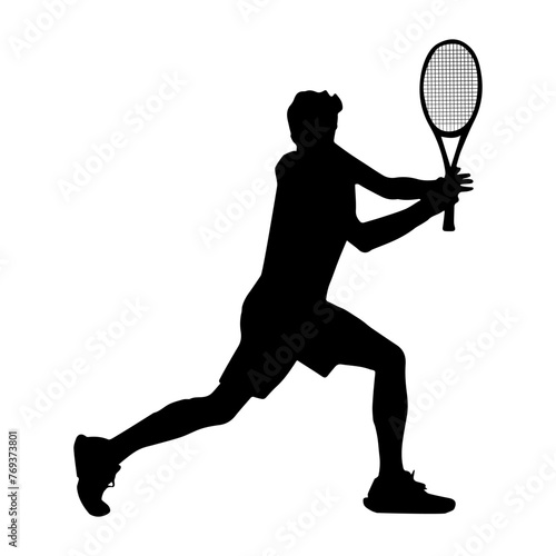 Male tennis player vector silhouette