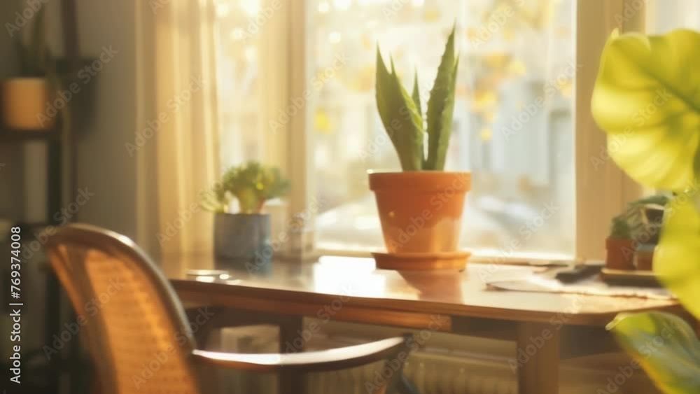 A tranquil home office with ample natural light featuring a sleek minimalist desk a comfortable chair and a potted succulent on the . . A tranquil home office with ample natural light featuring a sleek minimalist desk a comfortable chair and a potted succulent on the . .