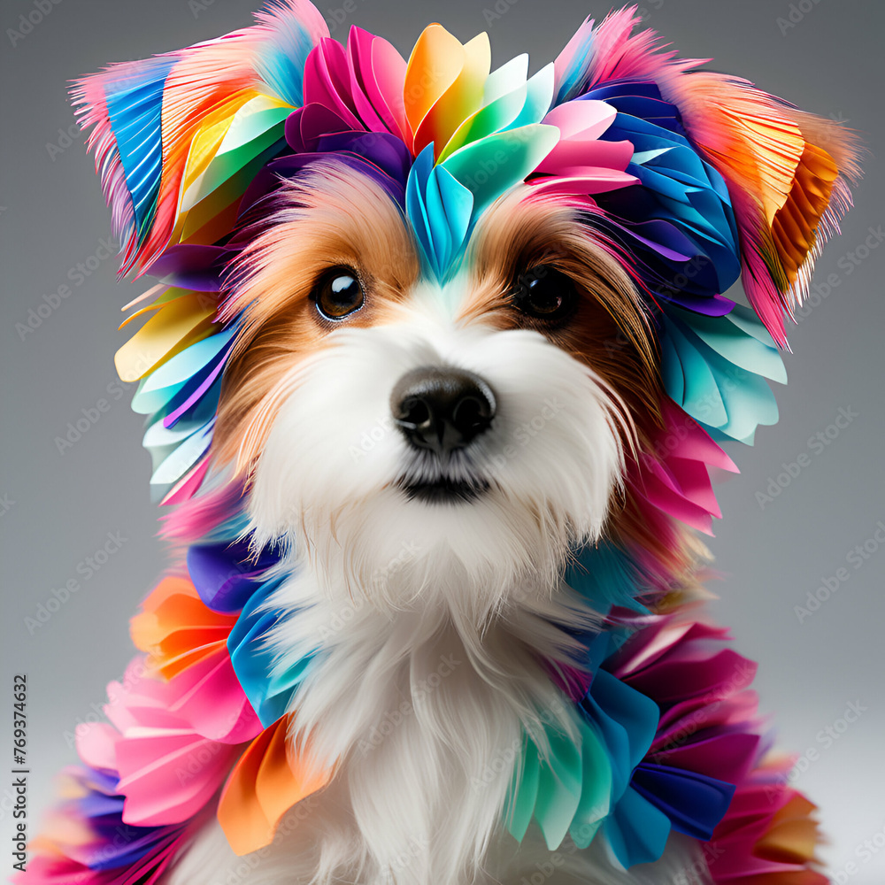 The Radiant Charm of Joyful Multicolored Dogs ; party mood and kids friendly
