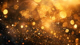 Abstract gold bokeh background,Glitter background of gold particles, Sparkling background with sequins Glitter golden luxury magic background defocused free space

