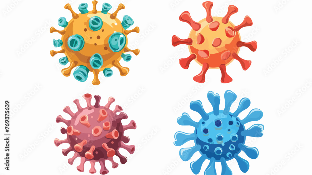 Four pandemic rules set icons flat cartoon vactor i