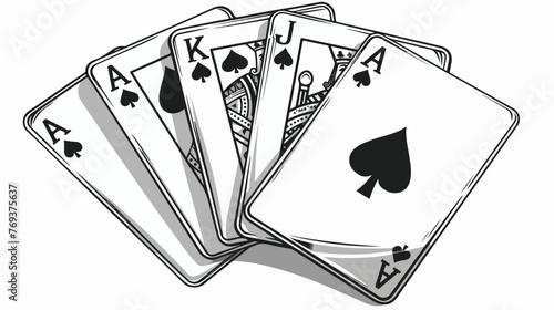 Four aces poker cards icon cartoon black and white photo