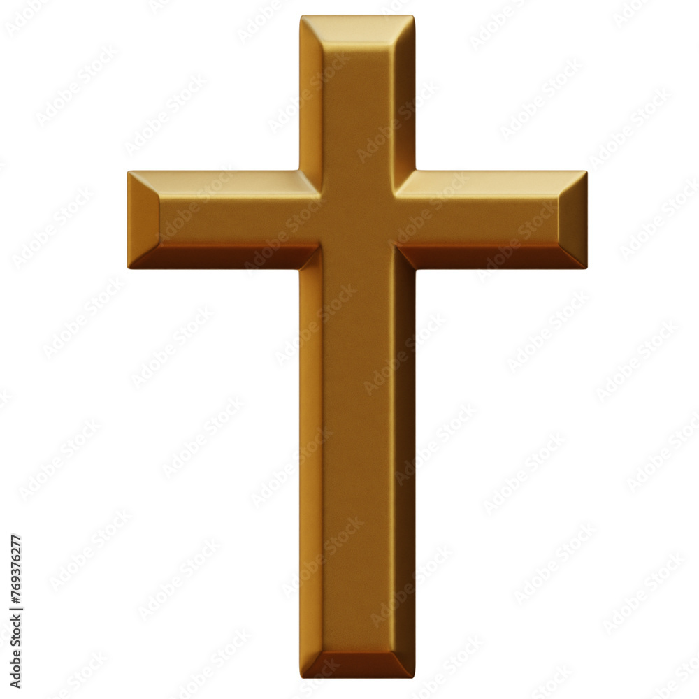 3D Christian Gold Cross Illustration