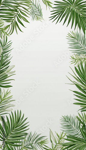 majestic palm fronds as a frame border, isolated with negative space for layouts colorful background
