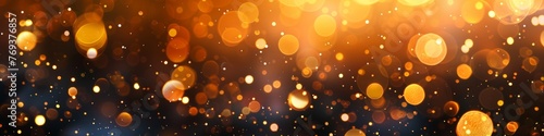 Gradient of golden bokeh lights creating a festive, warm blurred backdrop, background, wallpaper, banner © keystoker