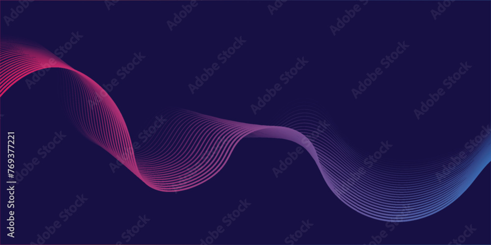 Wave with shadow.Abstract blue lines on a white background. Line art. Vector illustration. Colorful shiny wave with lines created using blend tool. Curved wavy line,smooth stripe line