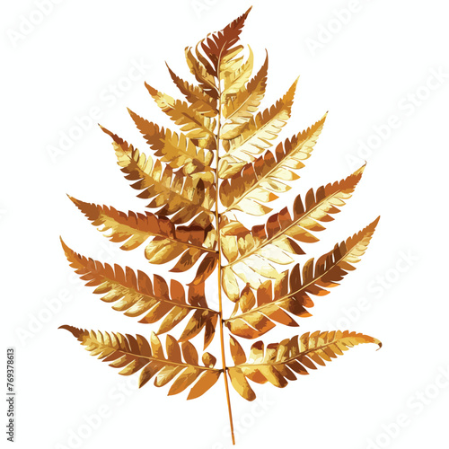 Golden Fern Leaves Clipart isolated on white