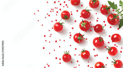 Cherry tomatoes on white background with copy-space