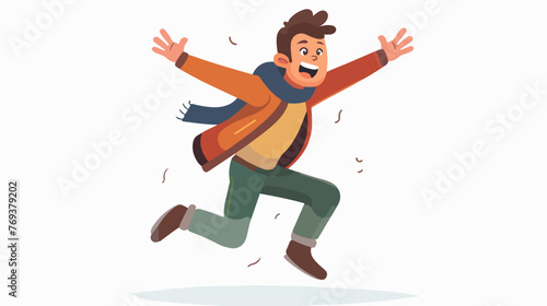 Happy man jumping cartoon flat cartoon vactor illus