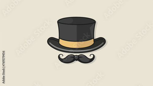 Hat mustache and bowtie icon flat cartoon vactor il