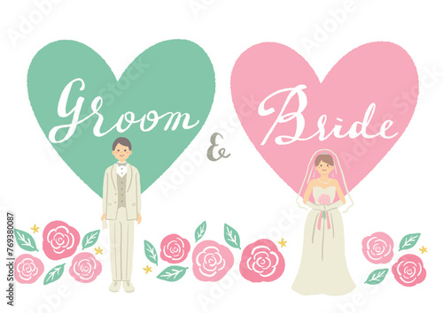 ウエディング　新郎新婦のイラスト