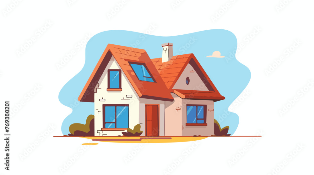 House real estate symbol flat cartoon vactor illust