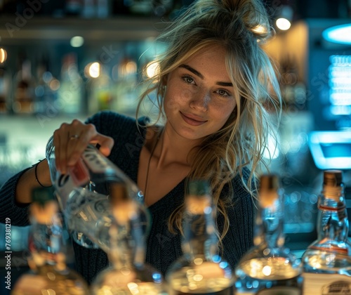 woman drinking in a bar sur...