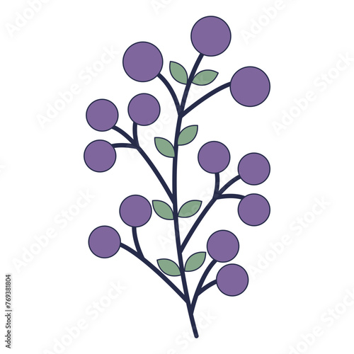 Hand Drawn Floral Botanical Branches. with Flat Design. Vector Illustration