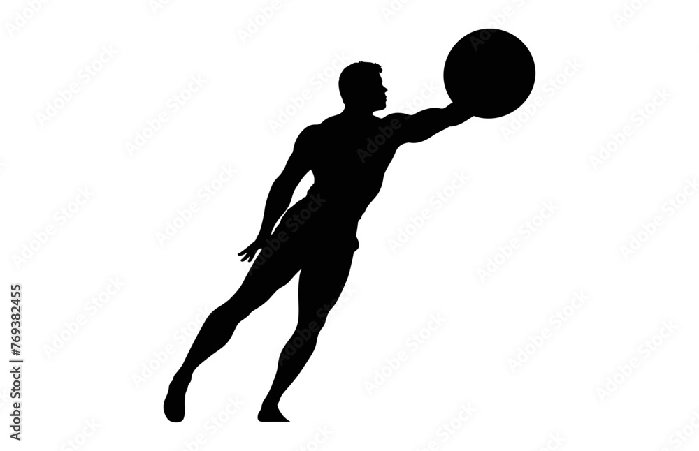 Discus Thrower Silhouette black and white Vector