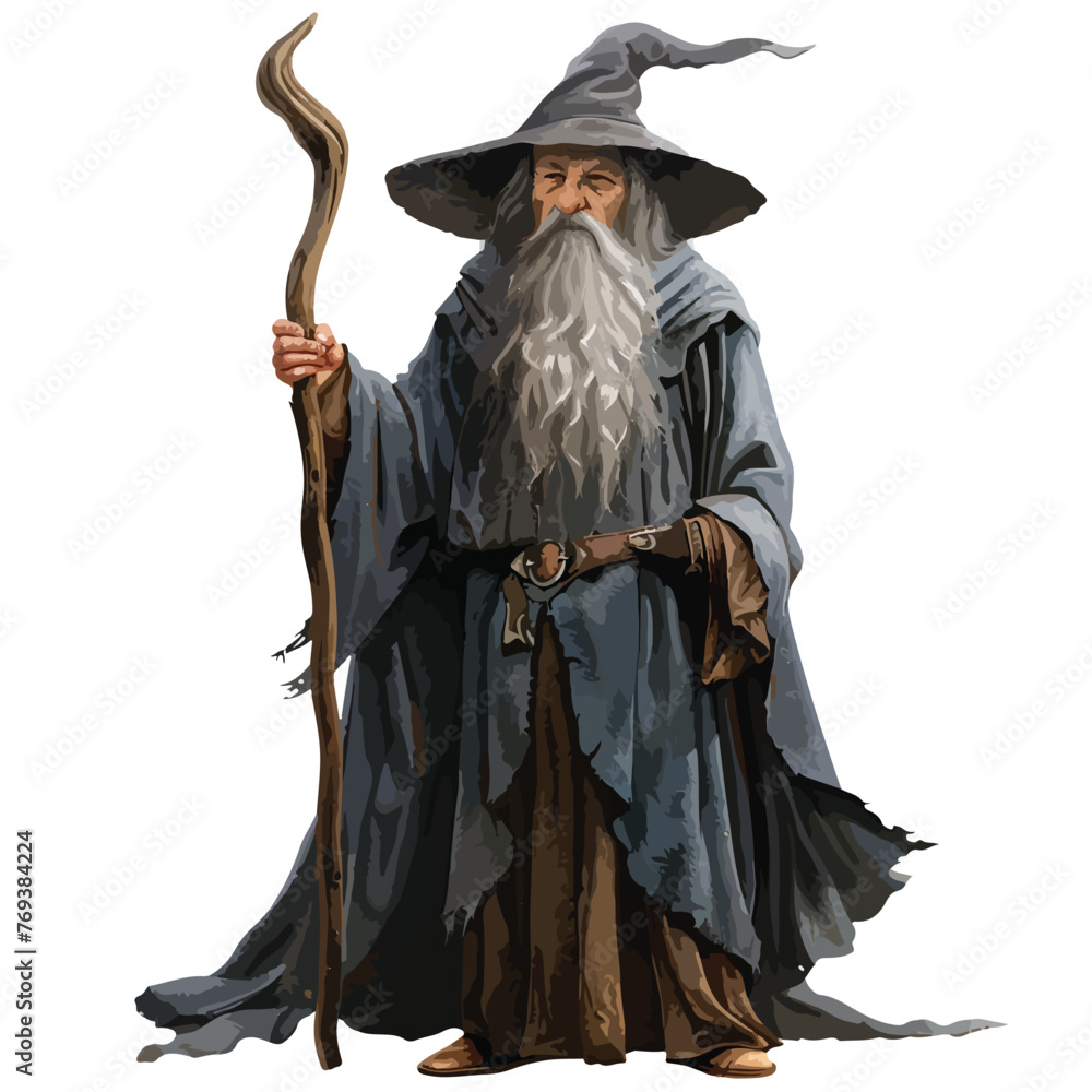 Old Wizard Clipart  isolated on white background