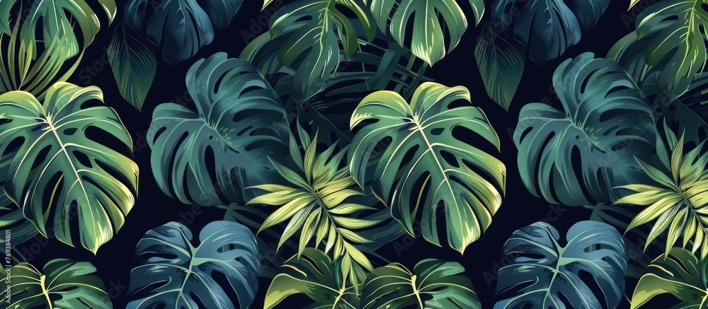 Tropical Monstera Leaves Seamless Pattern Tropical Monstera Leaves Seamless Pattern