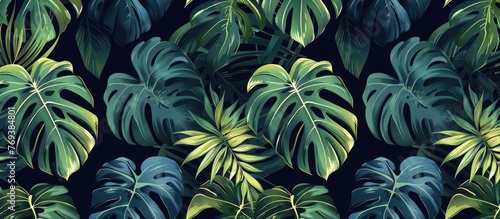 Tropical Monstera Leaves Seamless Pattern