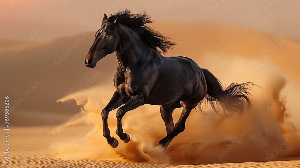 horse running in the desert horse running in the desert