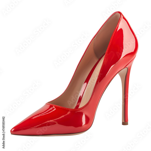 red High heels isolated on transparent background Generative Ai