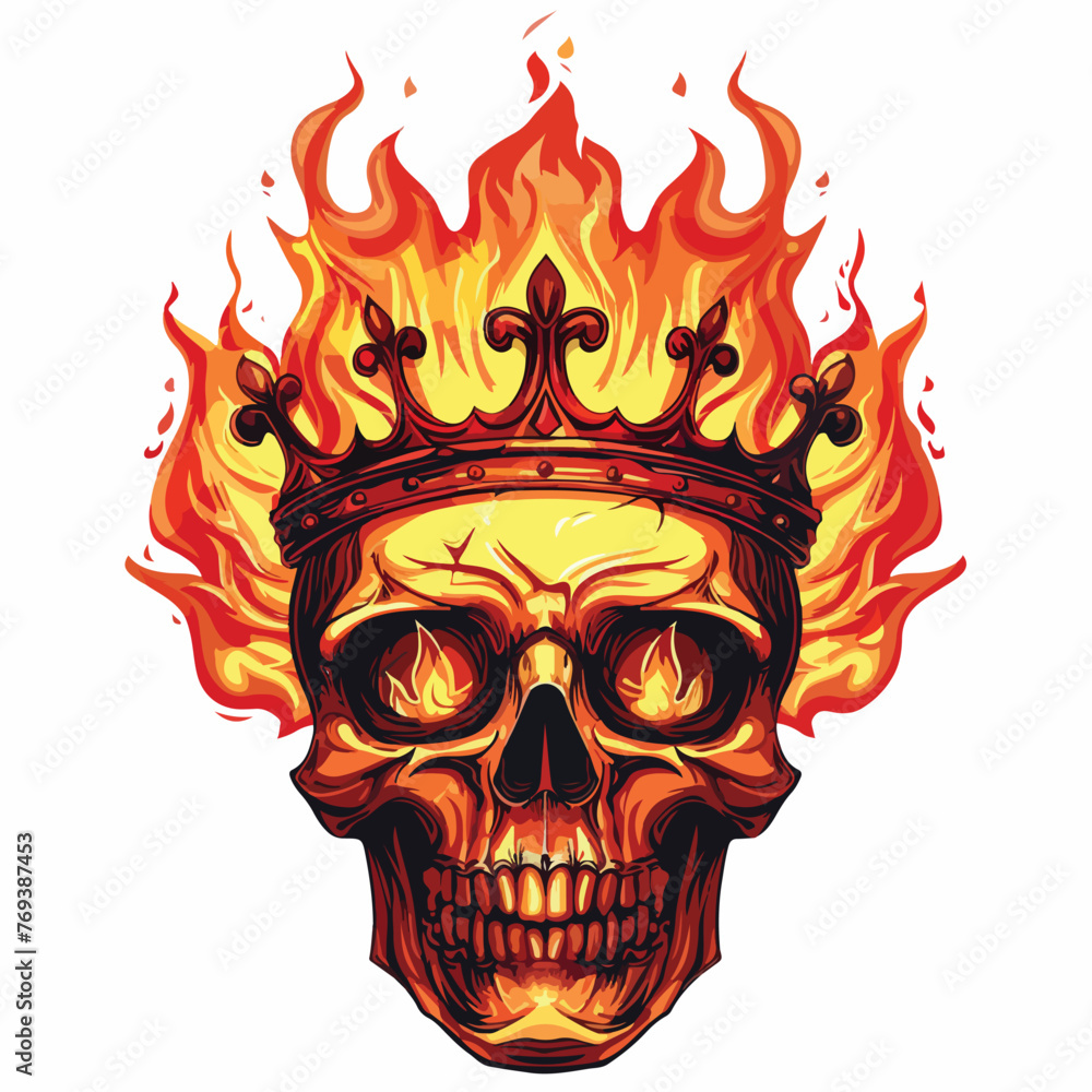 Skull crown of fire symbolizing passion