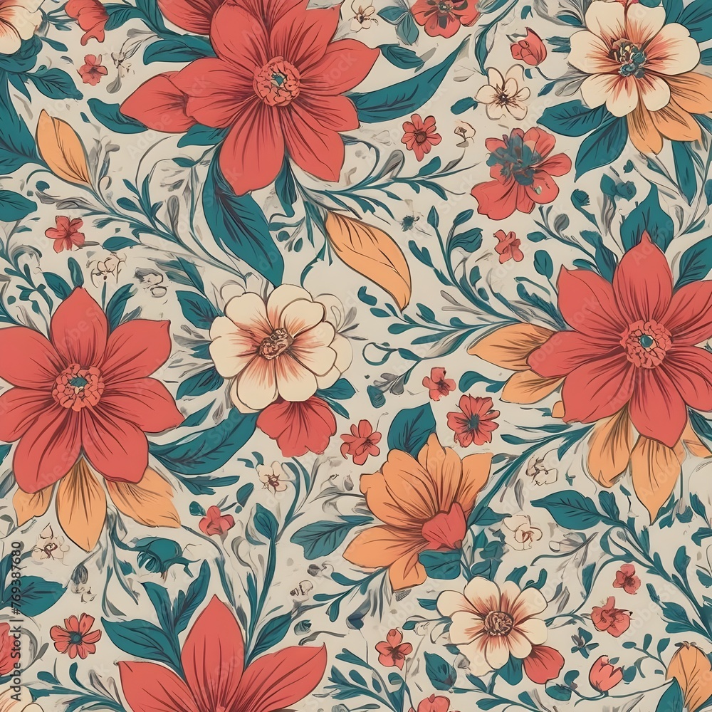 Vintage seamless floral patterns. Ditsy style background of small flowers. Small blooming flowers