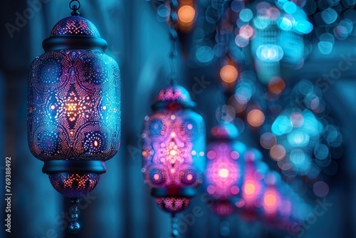 Decorative Islamic Lantern background for Festivals like Eid Ramadan Hajj Jumma Mubarak
