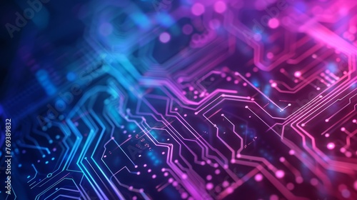 Wallpaper Mural Blue and purple technology circuit board background with glowing electronic components - futuristic digital concept for innovation and connectivity Torontodigital.ca