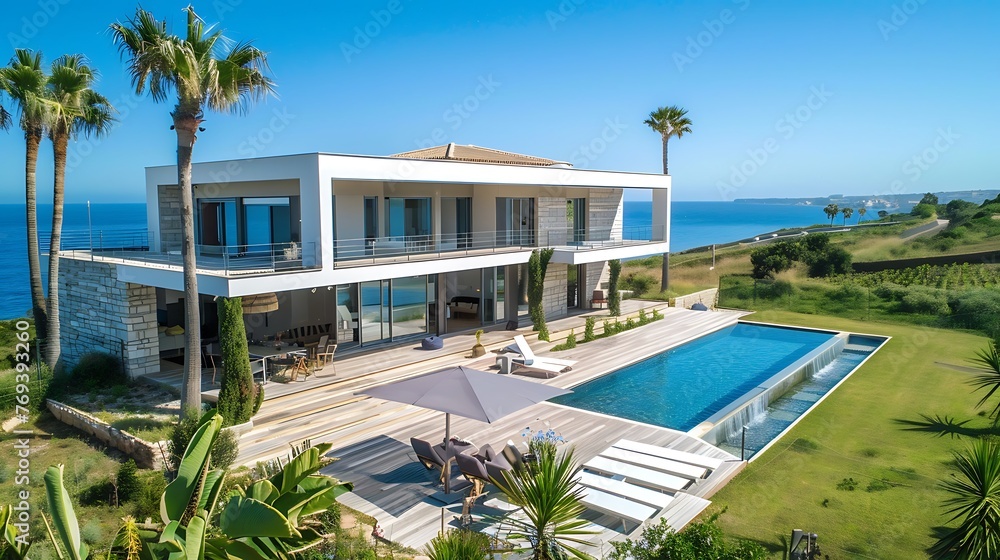Modern luxury holiday villa at seaside