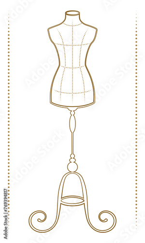 Vintage style female mannequin vector illustration
