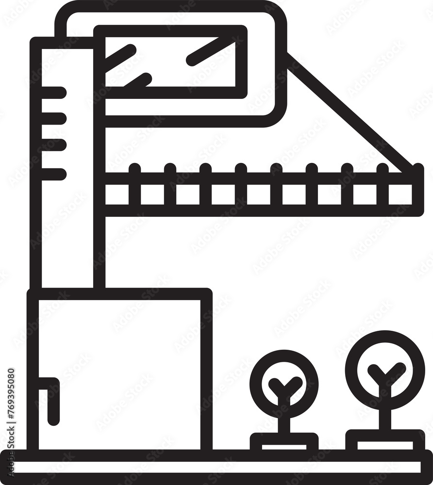 Modern Building Line Icon Modern Building Line Icon