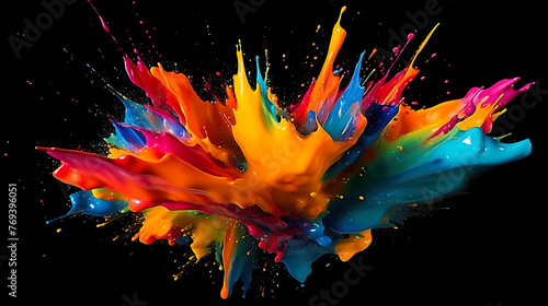 Abstract splash of paint liquid, bright colors © Derby