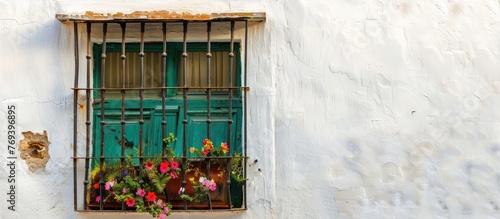 Vintage window on traditional Andalusian house