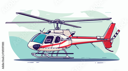 Medical helicopter transport half line and color st