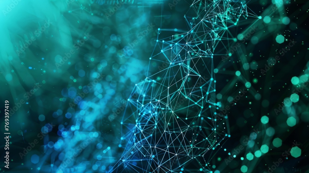 Futuristic high-tech structure: digital lines interweave in blue and green connectivity concept Futuristic high-tech structure: digital lines interweave in blue and green connectivity concept