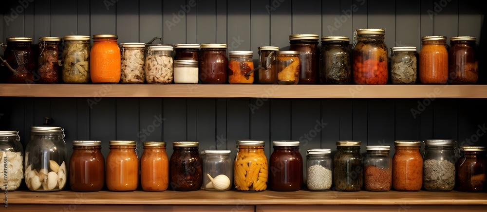  various jars of different types of jam are on the shelf . Homemade Jam Jar Variety