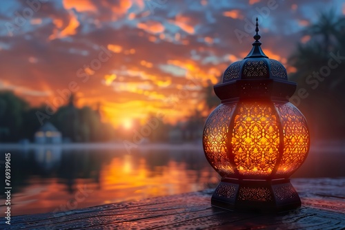 Islamic lantern background for Muslims Celebrations like Eid Ramadan or Bakra Eid Festival 