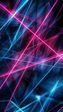 A background featuring intersecting blue and pink lines creating a geometric and futuristic pattern