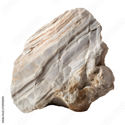 A large of marble rock stone in the Ordovician Period isolated  on Transparent Background. Ai generated  photo